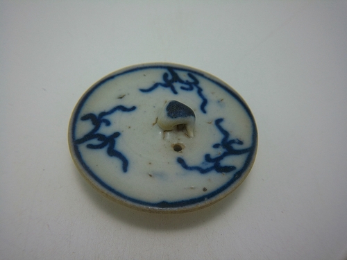 14113003清代晚期青花花卉茶壶盖.