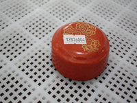 12876004八十年代描金花卉纹矾红无钮直壁罐盖